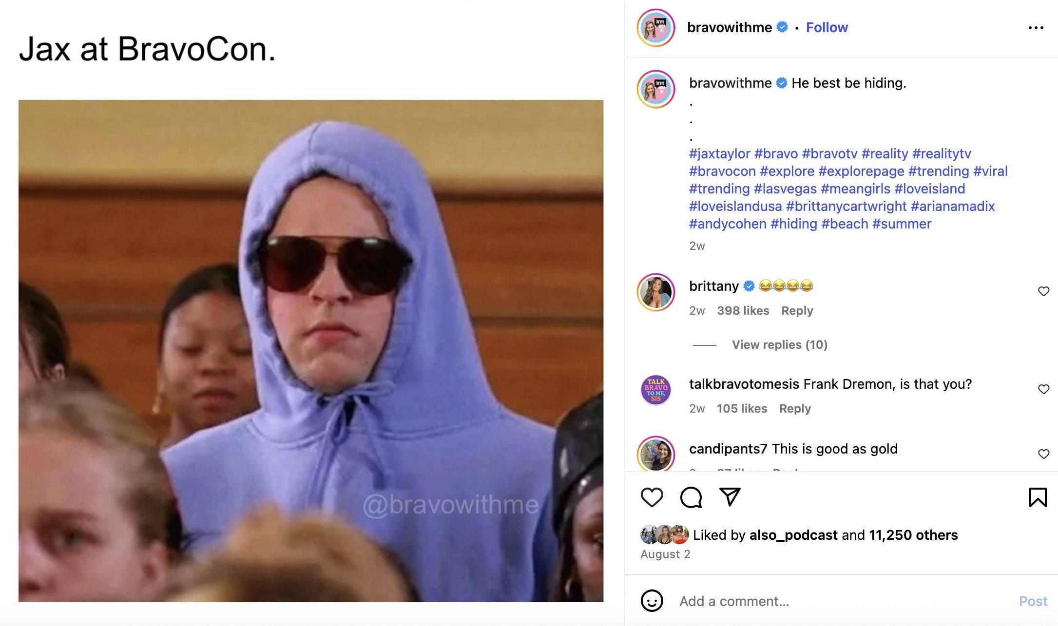 Bravo with me via Instagram Jax Taylor meme